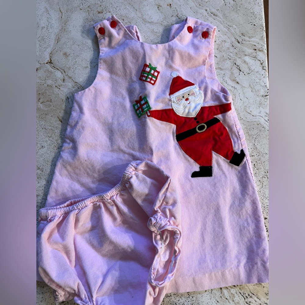 Corduroy dress with Santa and matching bloomers. So cute! 18 months